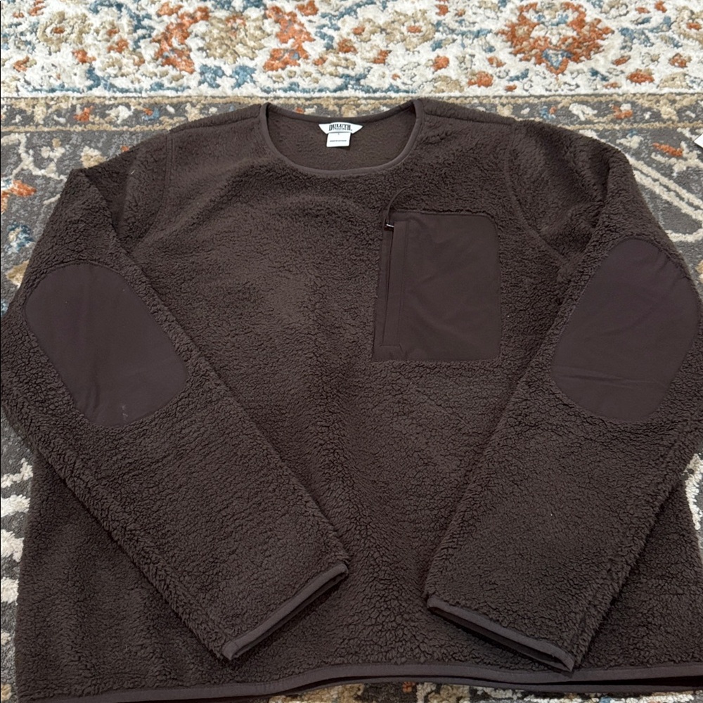 NWOT Duluth Women's Softmore Fleece Crewneck Pullover Expresso Size Large